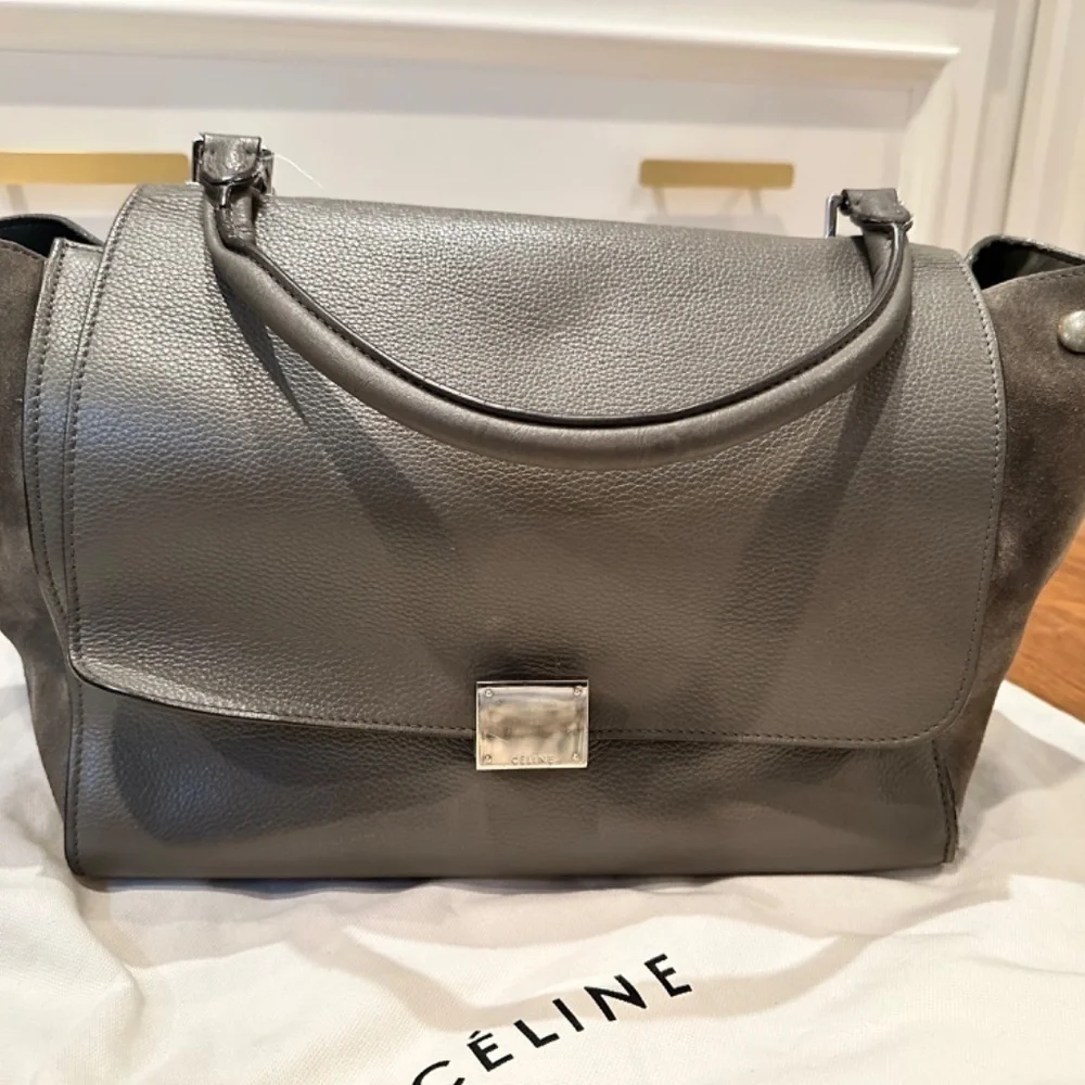 Celine Medium Trapeze Bag, Green/Grey